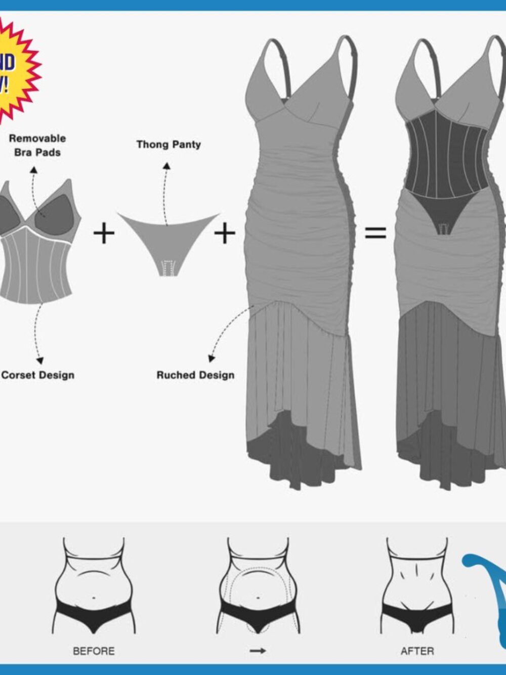 Built-in Shapewear Maxi Dress with Cooling Fabric for Wedding Guest - Picture 4 of 7